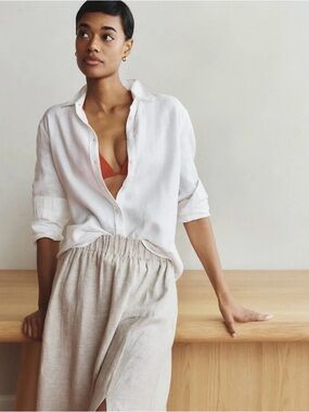 Quince White 100% Linen Button-Down Shirt NWT